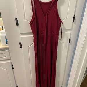 Maroon/wine red maxi sleeveless dress